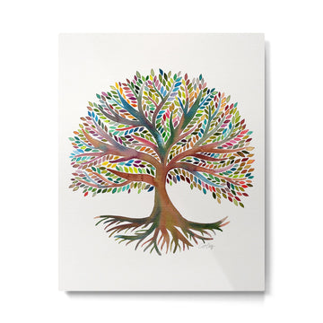 Tree of Life Watercolor - Rainbow Palette Metal Print