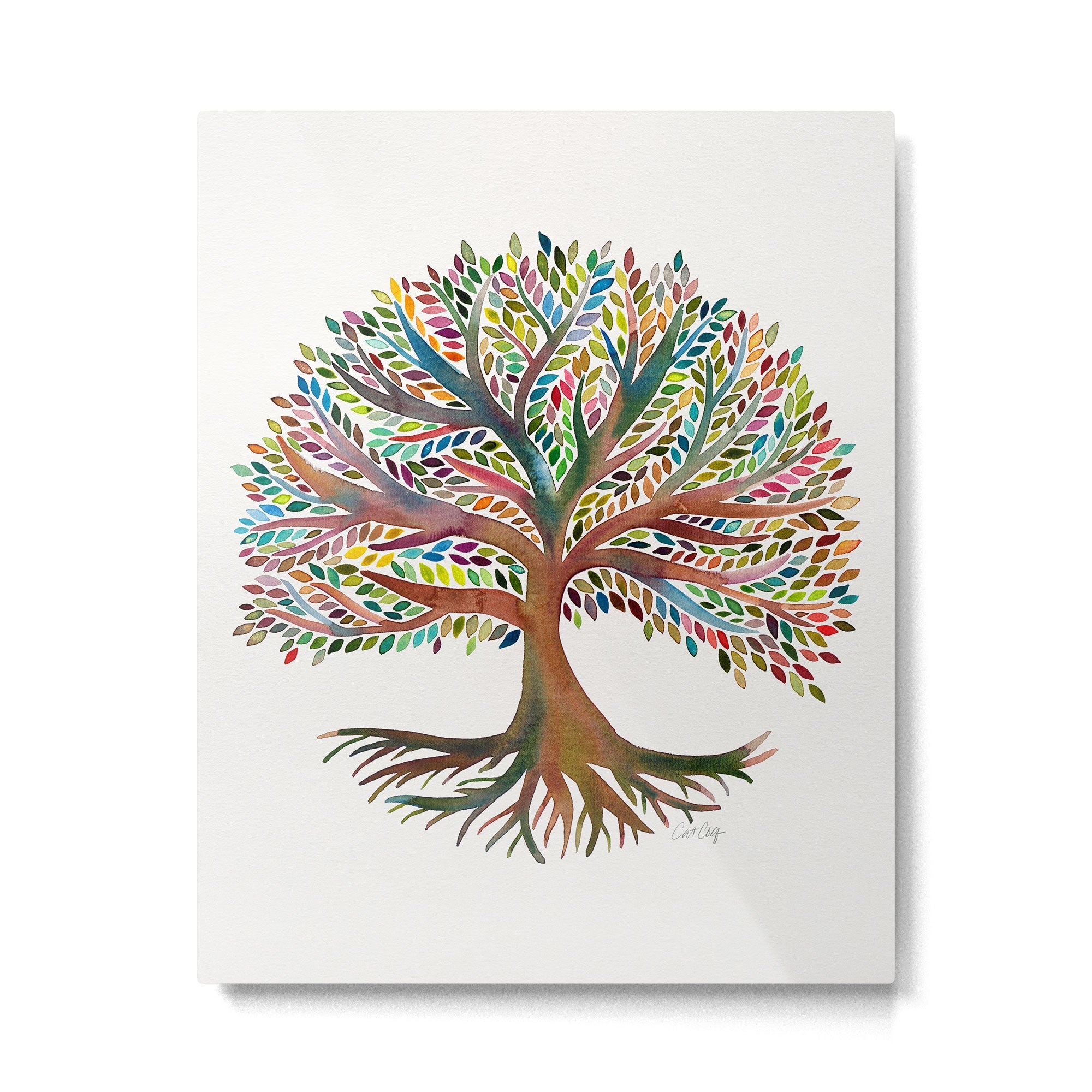 Tree of Life Watercolor - Rainbow Palette Metal Print