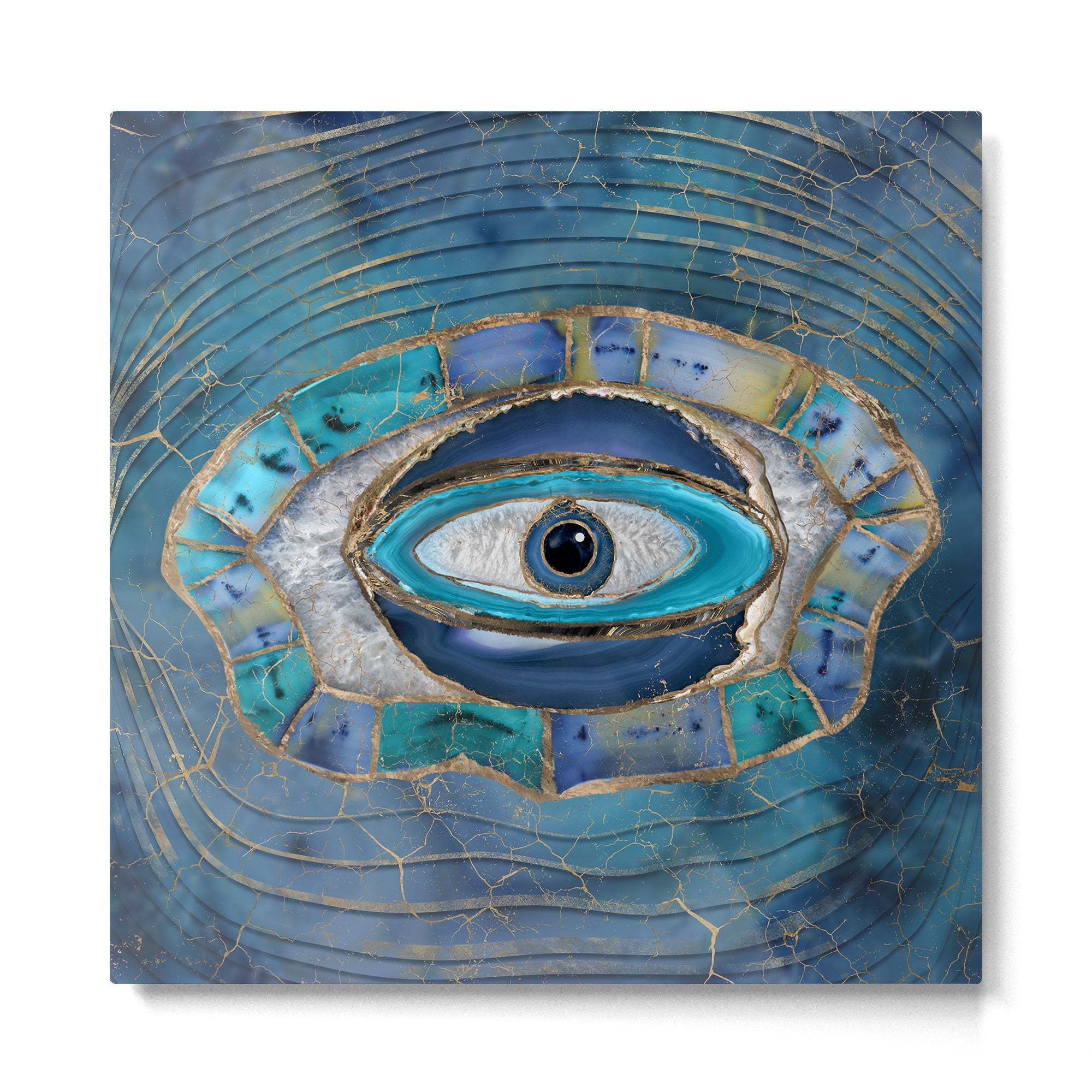 Evil Eye Amulet Agate and gold Metal Print