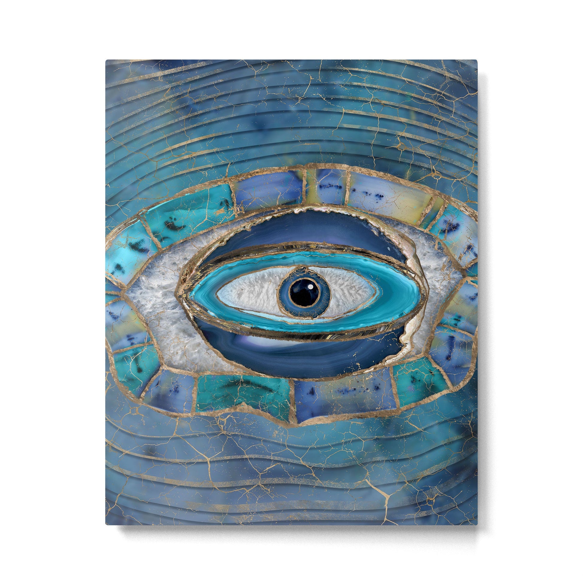 Evil Eye Amulet Agate and gold Metal Print