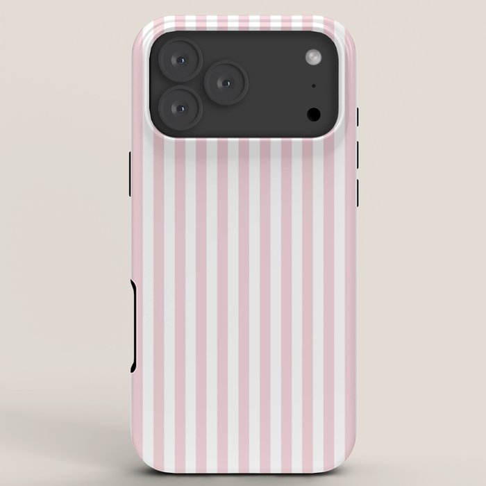 Pastel Pink & White Simple Stripe iPhone Case