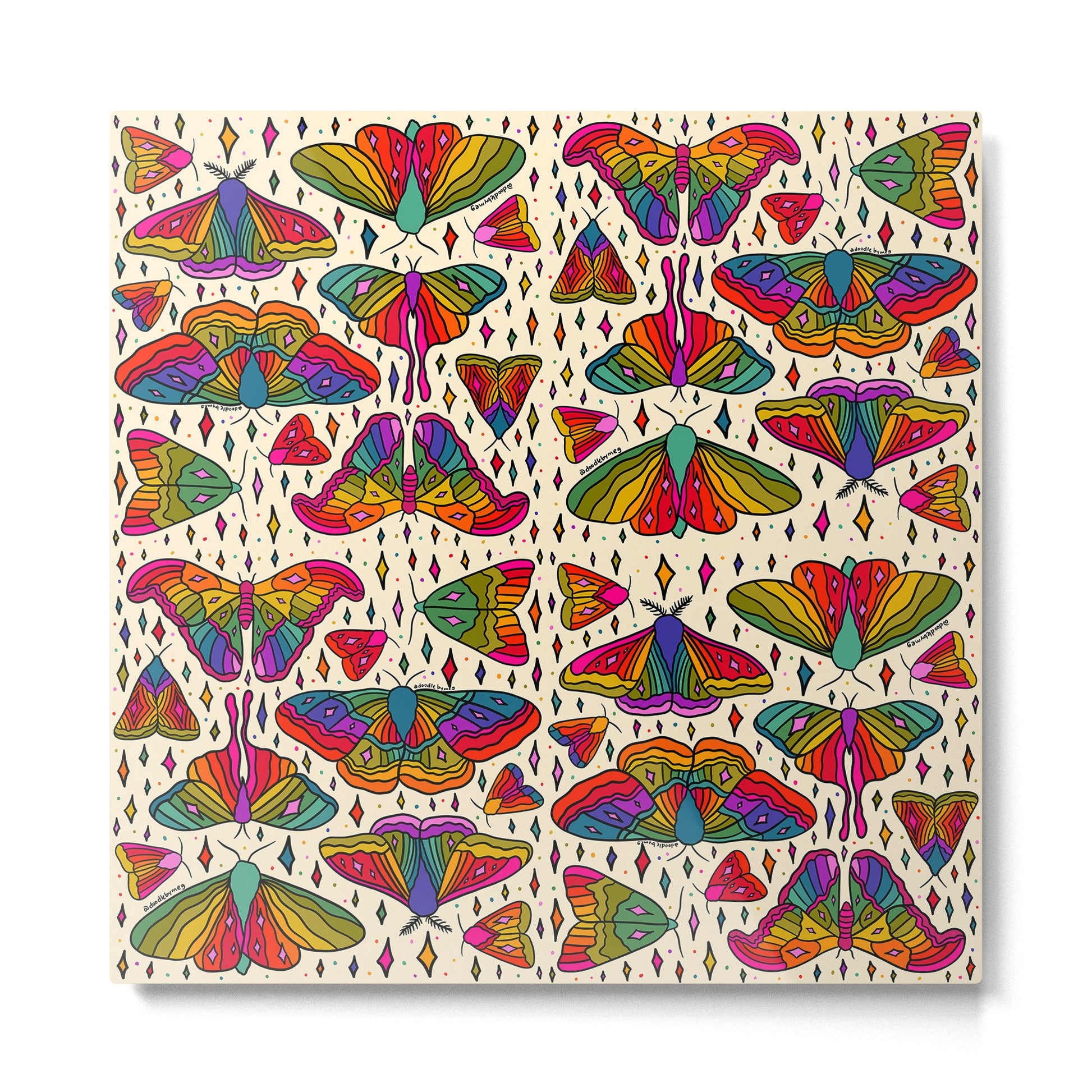 Rainbow Moth Print Metal Print