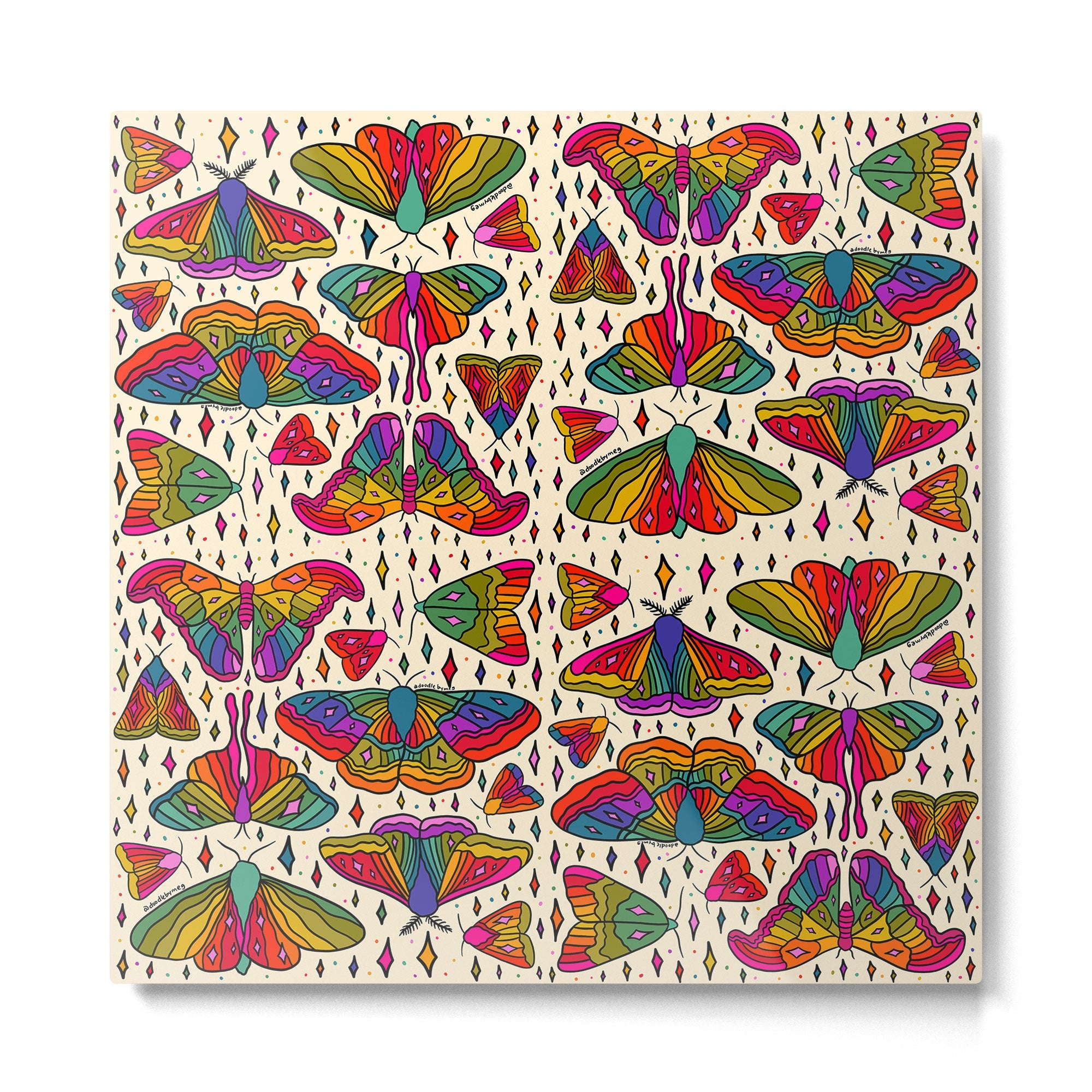 Rainbow Moth Print Metal Print
