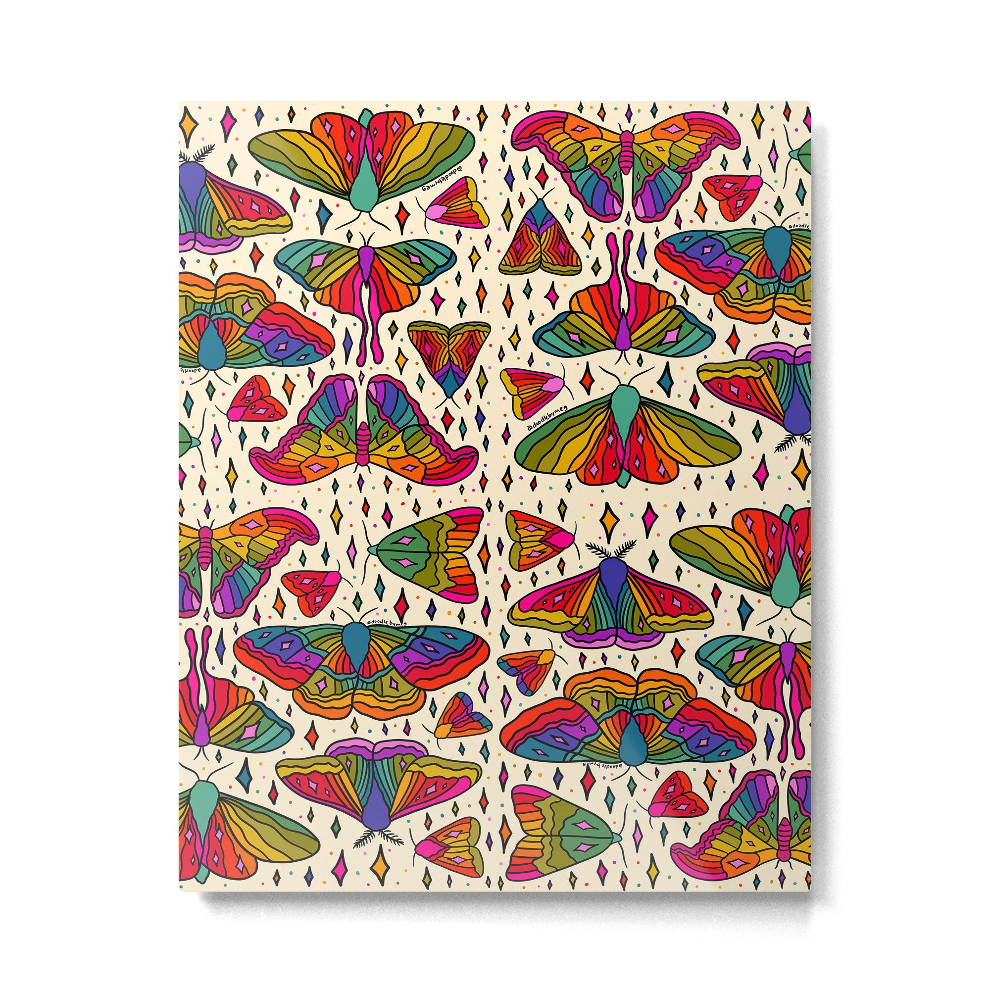 Rainbow Moth Print Metal Print