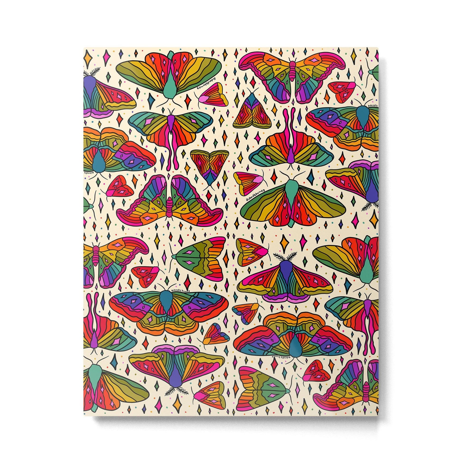Rainbow Moth Print Metal Print