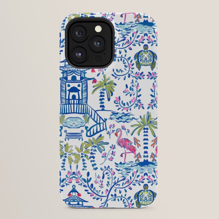 Colorful Coastal Chinoiserie  iPhone Case