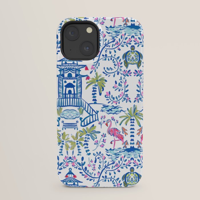 Colorful Coastal Chinoiserie  iPhone Case