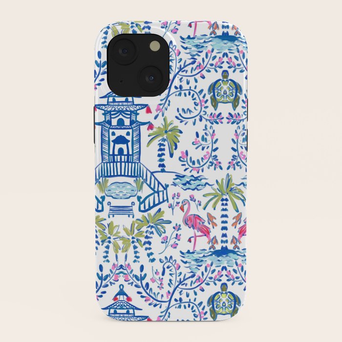 Colorful Coastal Chinoiserie  iPhone Case