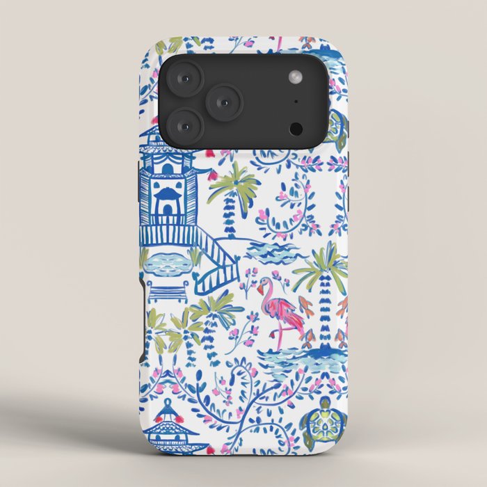 Colorful Coastal Chinoiserie  iPhone Case