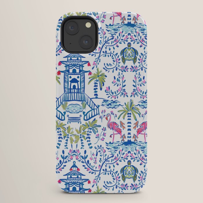 Colorful Coastal Chinoiserie  iPhone Case