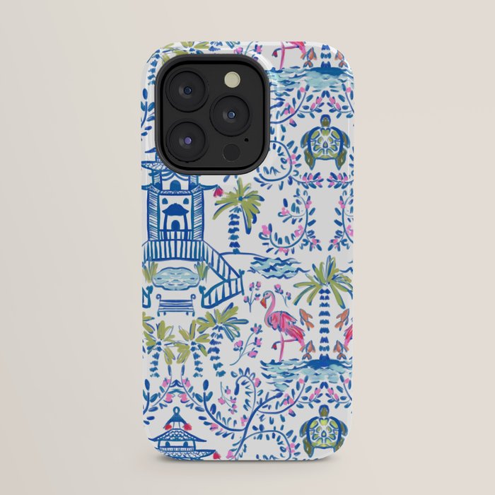 Colorful Coastal Chinoiserie  iPhone Case