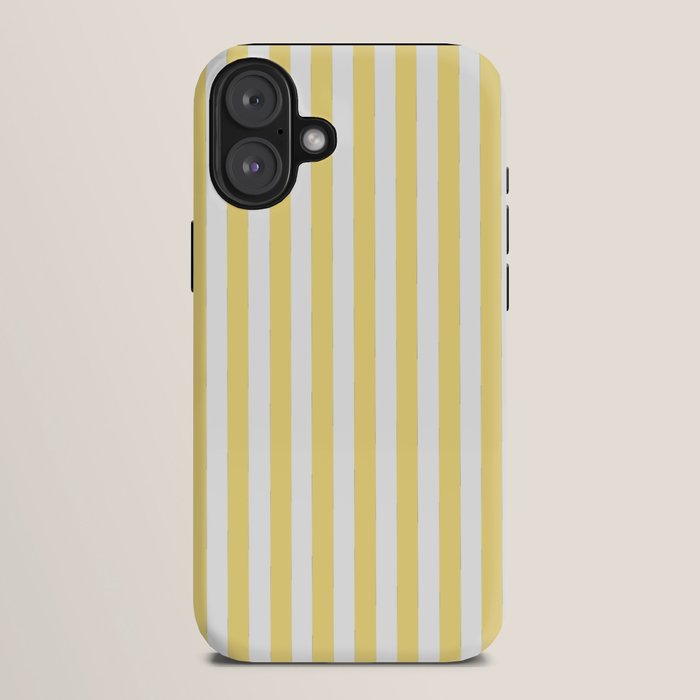 Modern geometrical baby yellow white stripes pattern iPhone Case