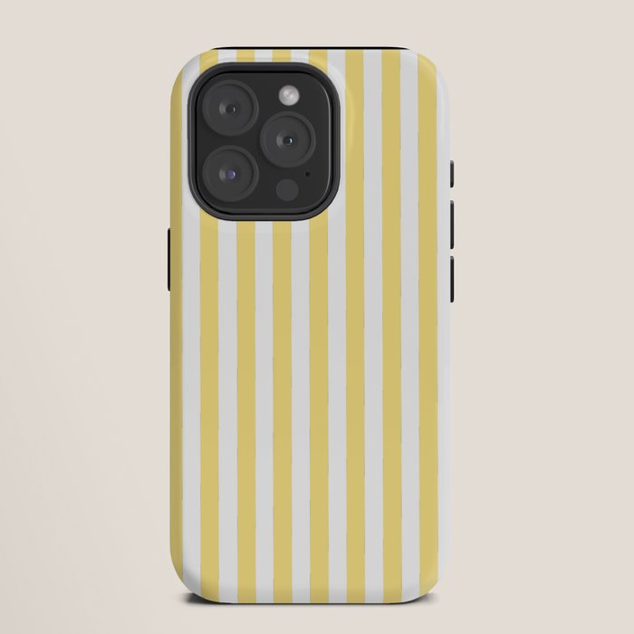 Modern geometrical baby yellow white stripes pattern iPhone Case