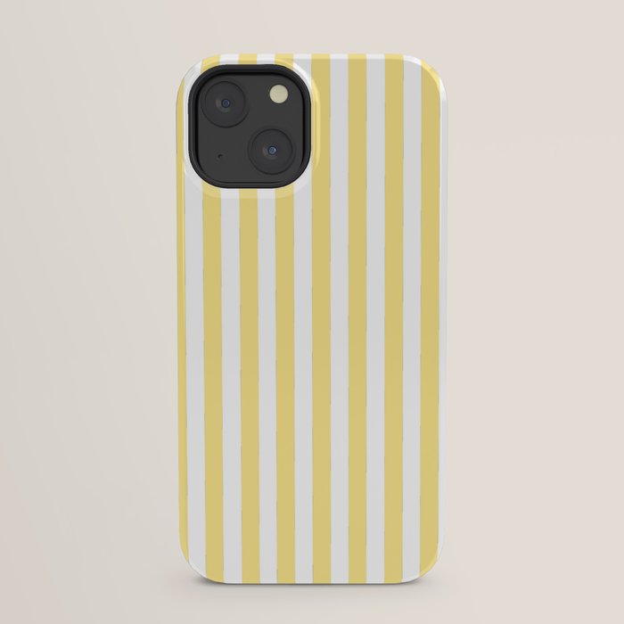 Modern geometrical baby yellow white stripes pattern iPhone Case
