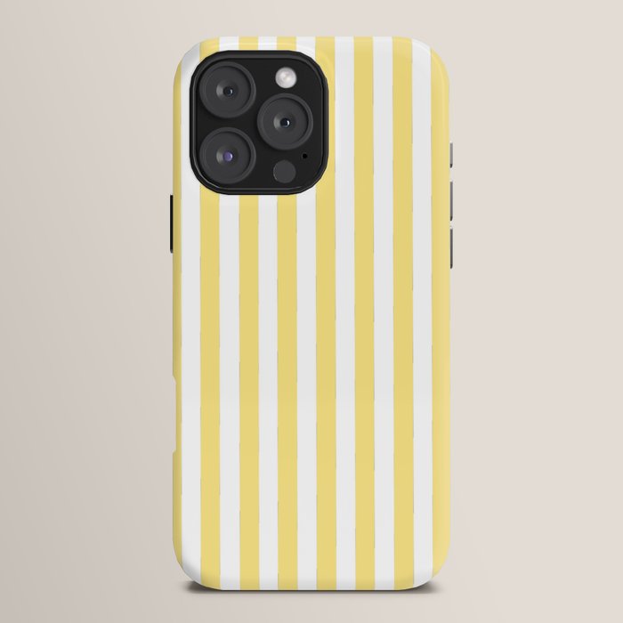 Modern geometrical baby yellow white stripes pattern iPhone Case