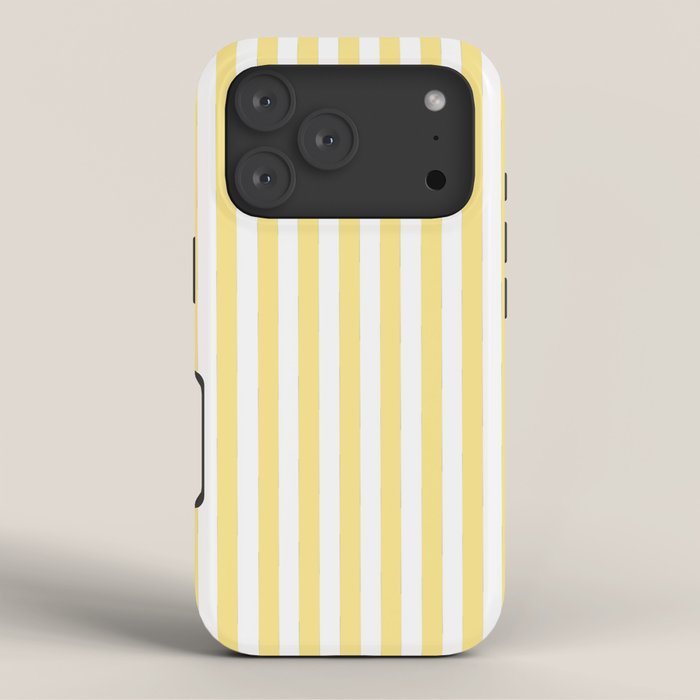 Modern geometrical baby yellow white stripes pattern iPhone Case