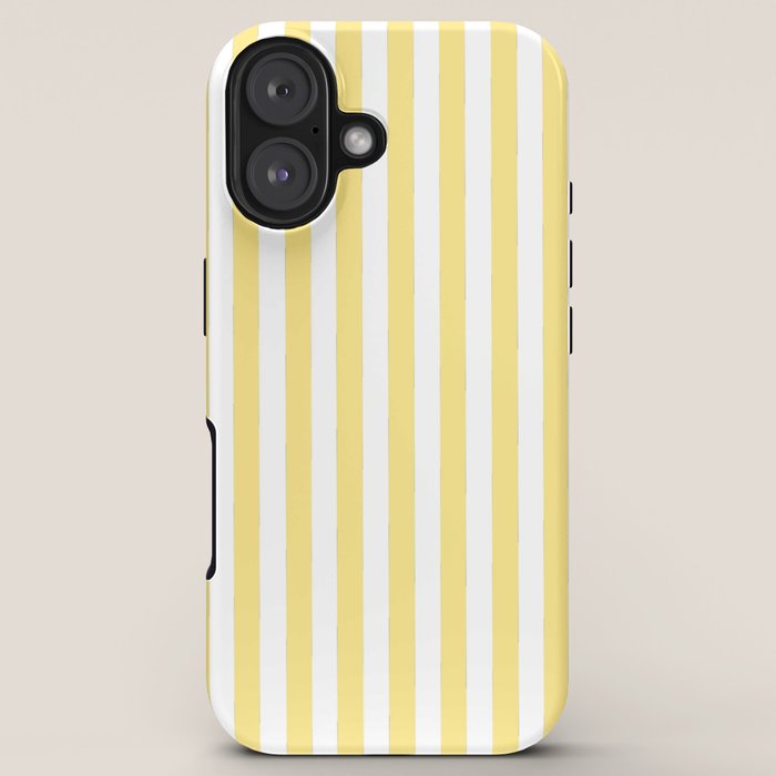Modern geometrical baby yellow white stripes pattern iPhone Case