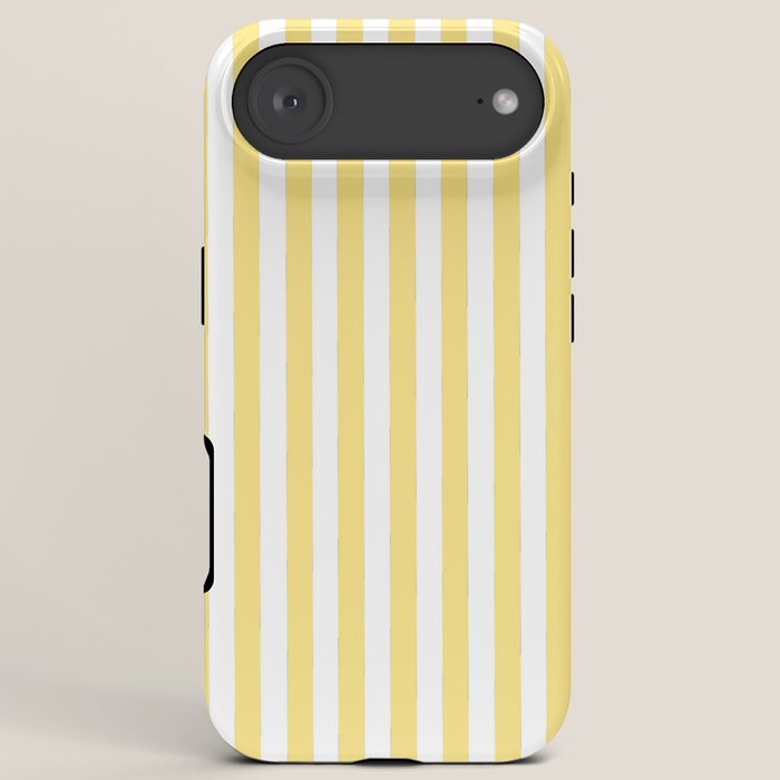 Modern geometrical baby yellow white stripes pattern iPhone Case
