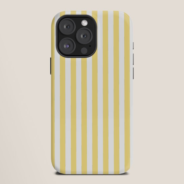 Modern geometrical baby yellow white stripes pattern iPhone Case