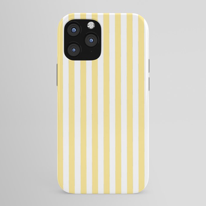 Modern geometrical baby yellow white stripes pattern iPhone Case