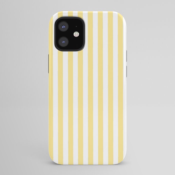 Modern geometrical baby yellow white stripes pattern iPhone Case