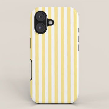 Modern geometrical baby yellow white stripes pattern iPhone Case
