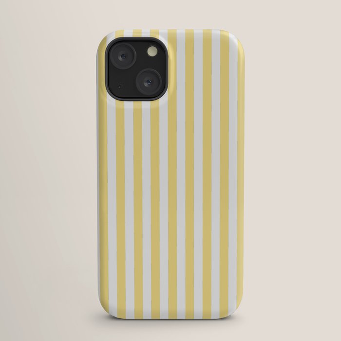 Modern geometrical baby yellow white stripes pattern iPhone Case