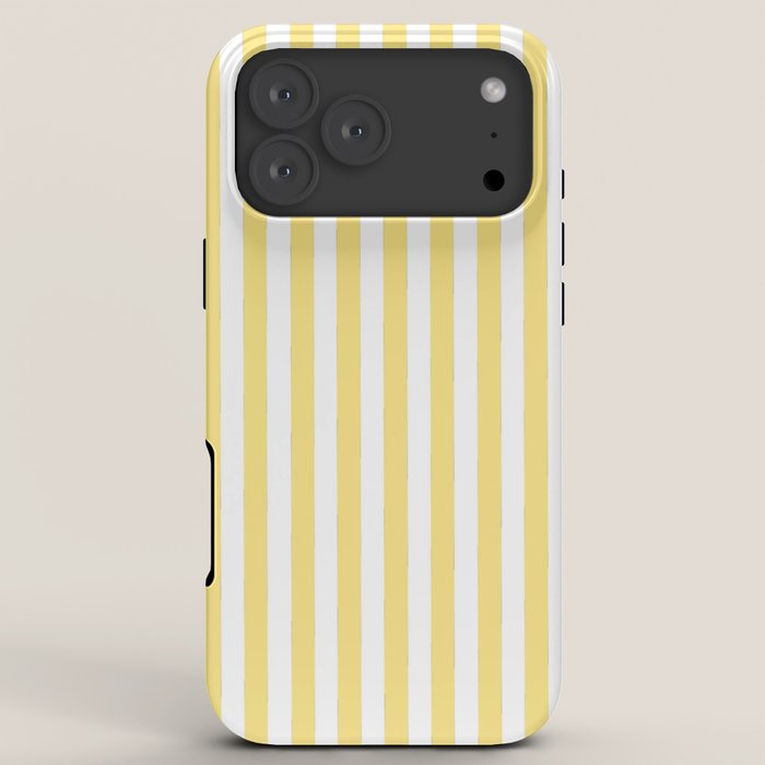 Modern geometrical baby yellow white stripes pattern iPhone Case