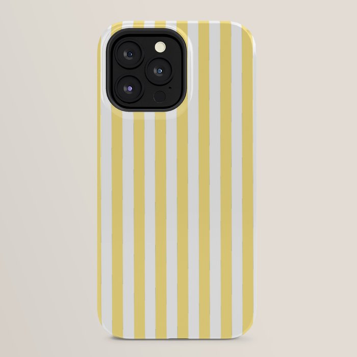 Modern geometrical baby yellow white stripes pattern iPhone Case