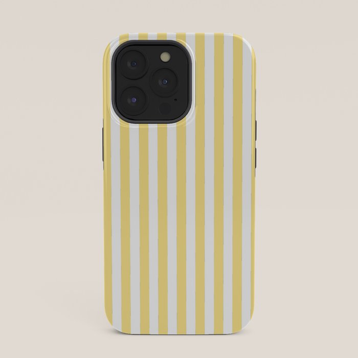 Modern geometrical baby yellow white stripes pattern iPhone Case