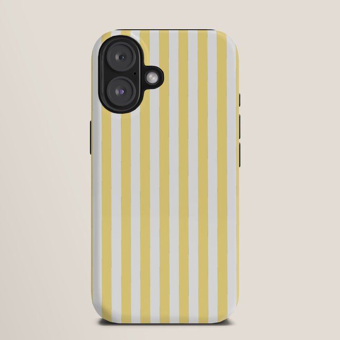 Modern geometrical baby yellow white stripes pattern iPhone Case
