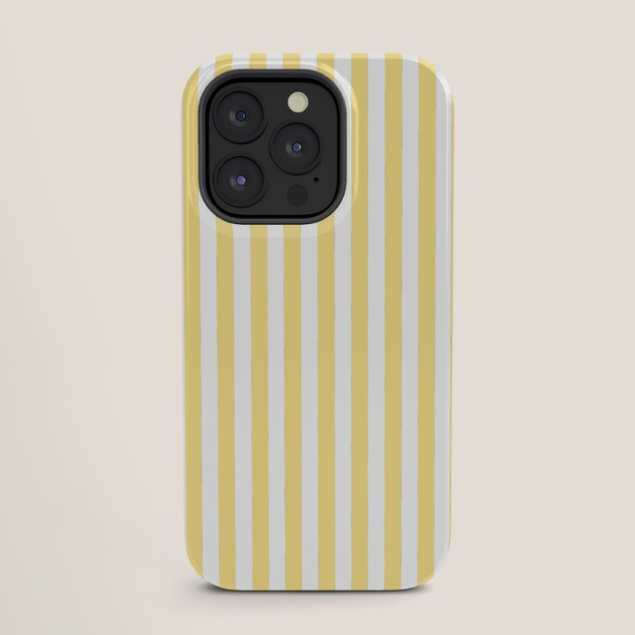Modern geometrical baby yellow white stripes pattern iPhone Case