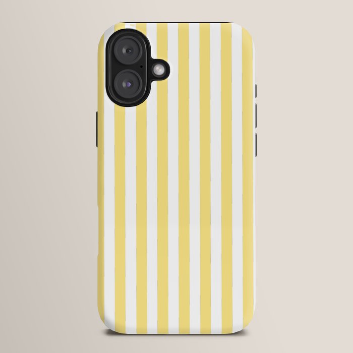 Modern geometrical baby yellow white stripes pattern iPhone Case