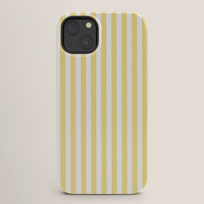 Modern geometrical baby yellow white stripes pattern iPhone Case