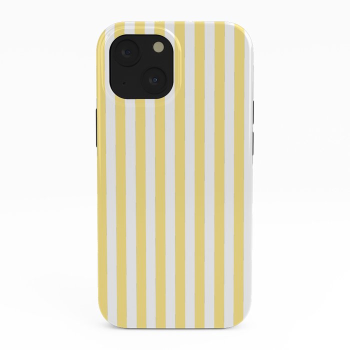 Modern geometrical baby yellow white stripes pattern iPhone Case