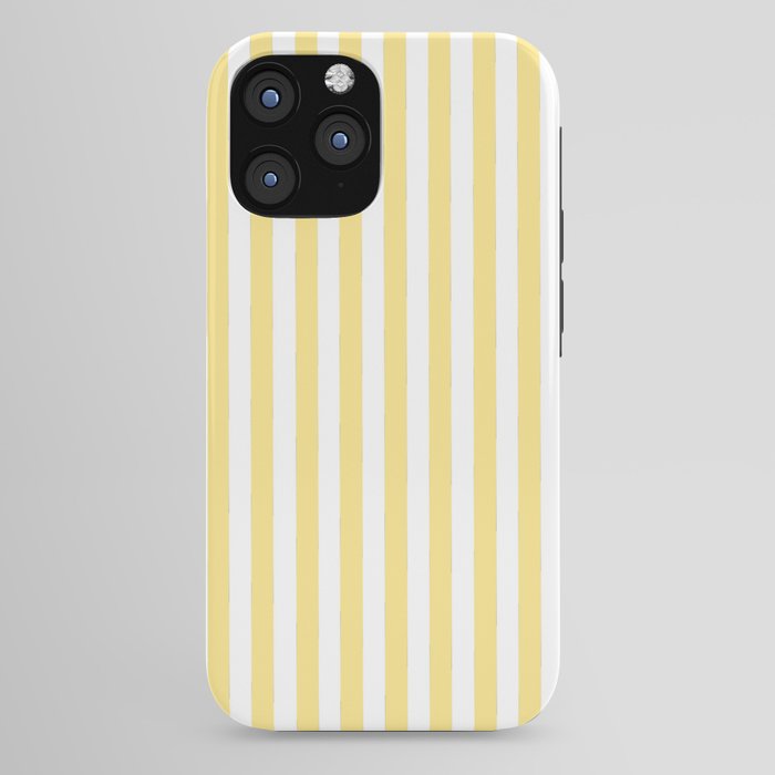 Modern geometrical baby yellow white stripes pattern iPhone Case