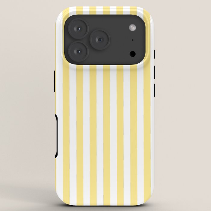 Modern geometrical baby yellow white stripes pattern iPhone Case