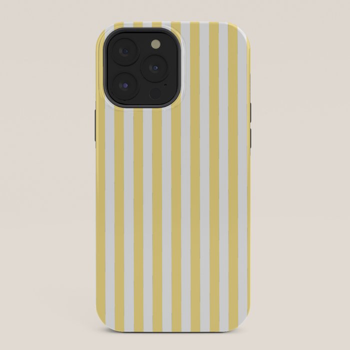 Modern geometrical baby yellow white stripes pattern iPhone Case