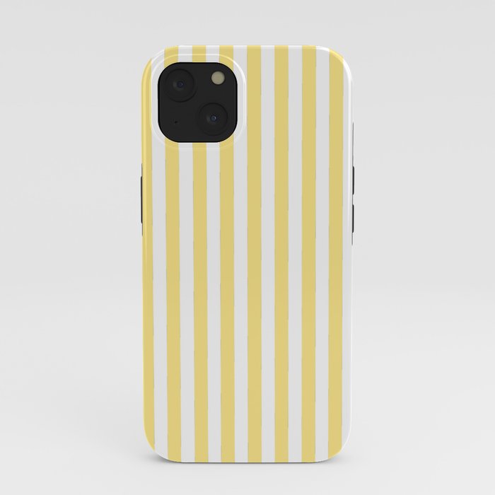 Modern geometrical baby yellow white stripes pattern iPhone Case