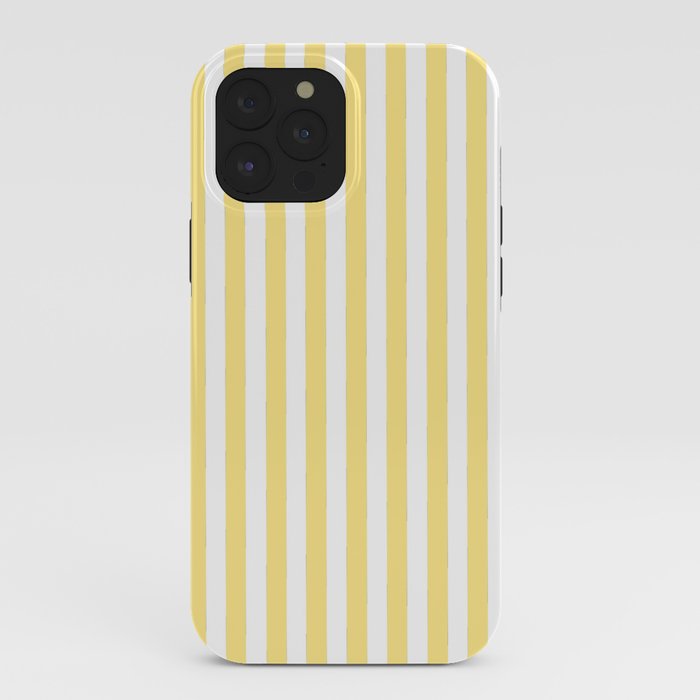 Modern geometrical baby yellow white stripes pattern iPhone Case
