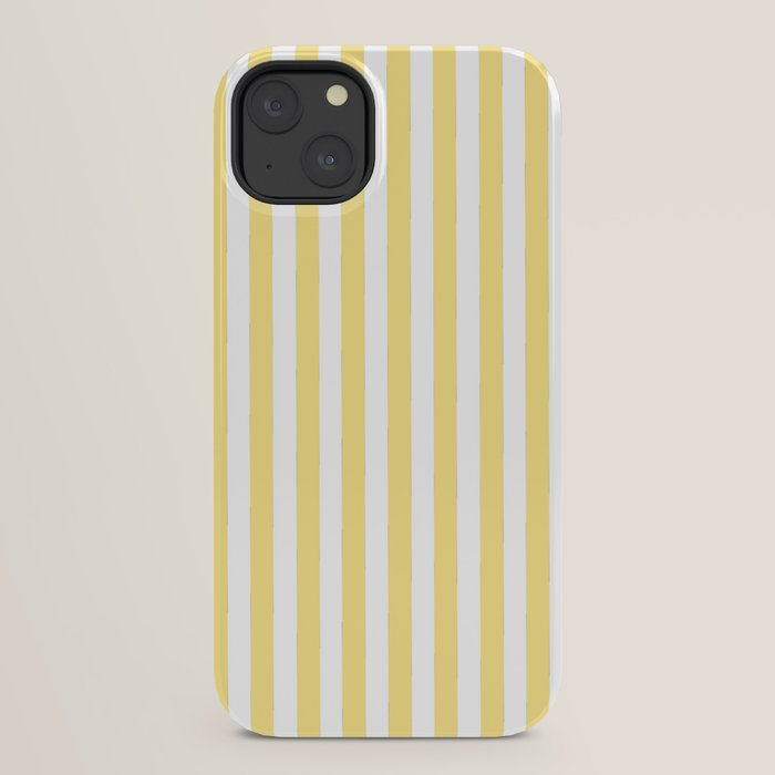 Modern geometrical baby yellow white stripes pattern iPhone Case