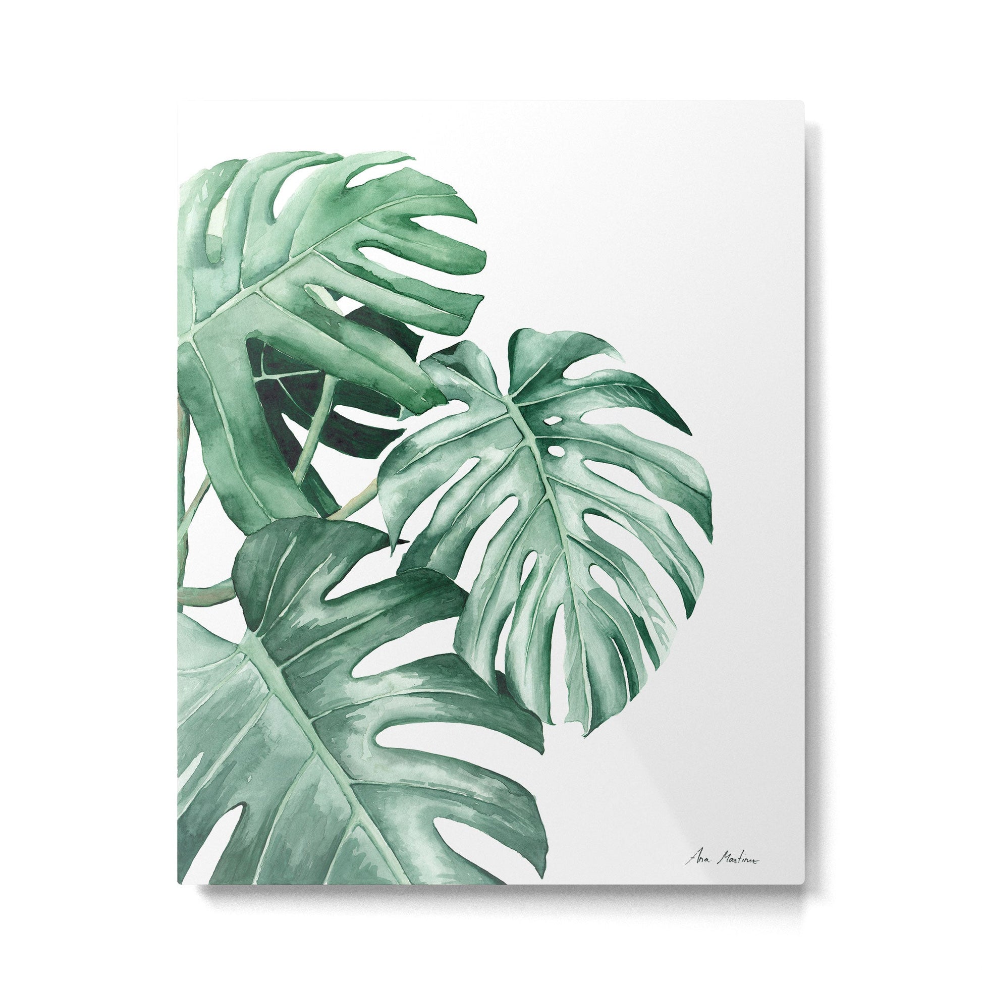 Watercolor monstera leaves Metal Print