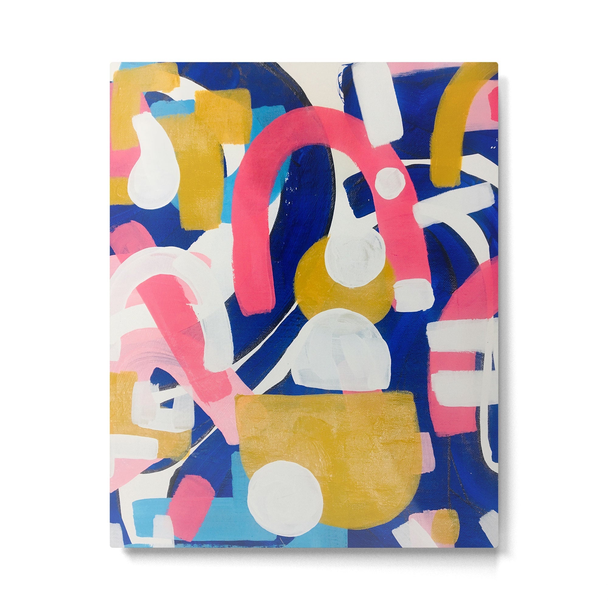 Graffiti Colorful Funky Acrylic Painting Pink Blue Yellow Patterns Shapes by Ejaaz Haniff Metal Print