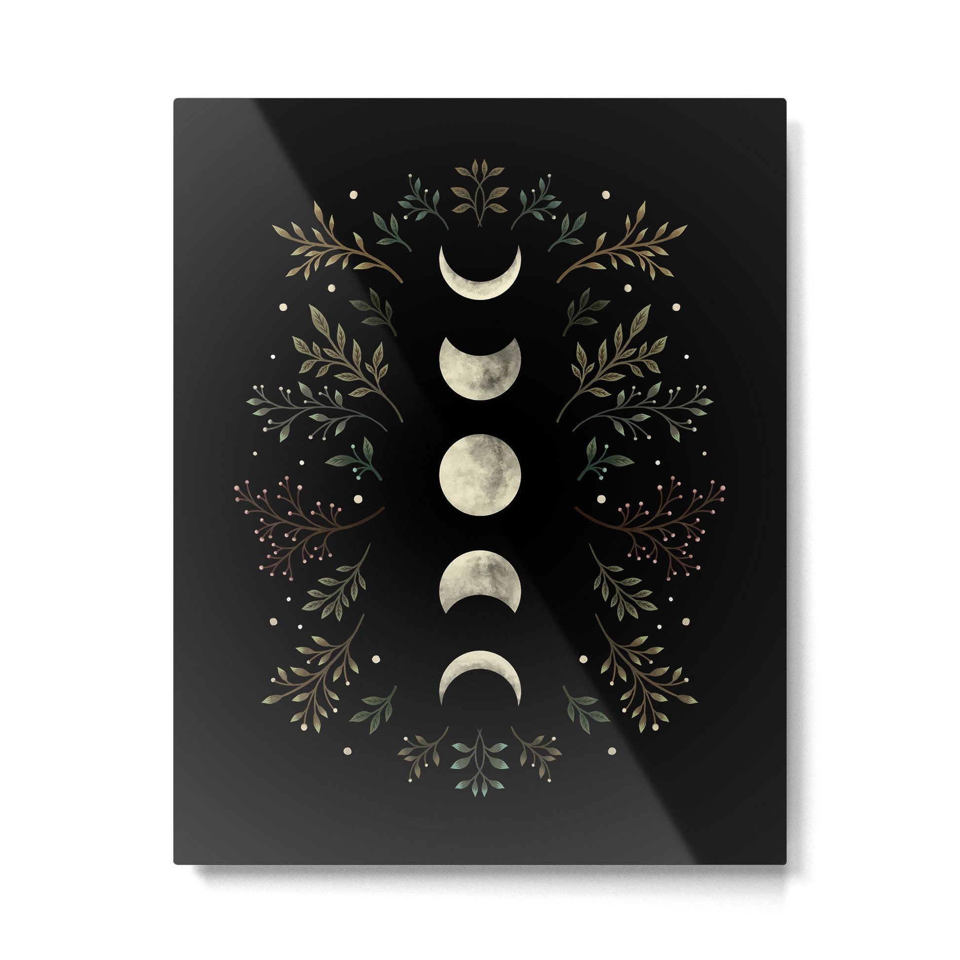 Moonlight Garden - Olive Green Metal Print