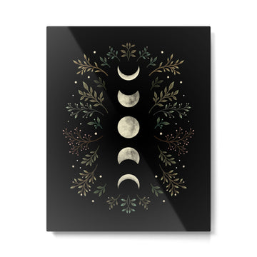 Moonlight Garden - Olive Green Metal Print