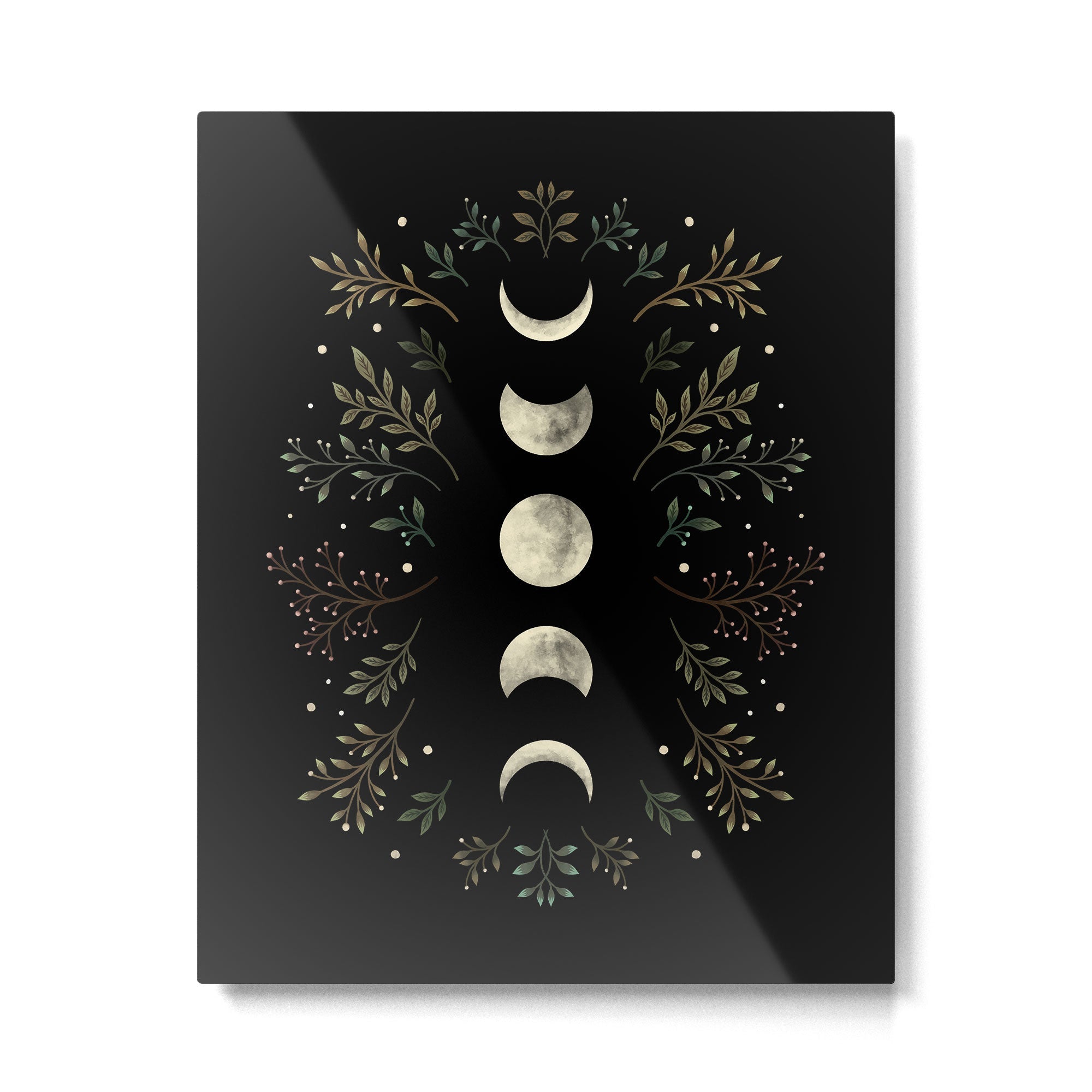 Moonlight Garden - Olive Green Metal Print