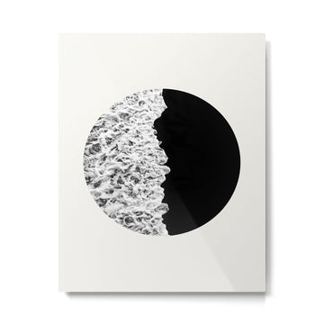Ocean Yin Yang - Landscape Art Print, Black and White Photography  Metal Print