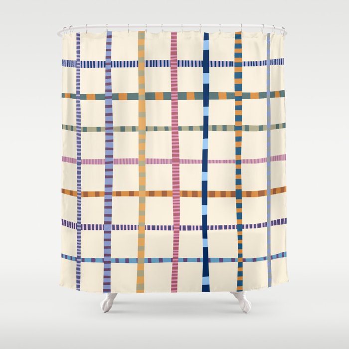 Colorful Patterned Grid Shower Curtain