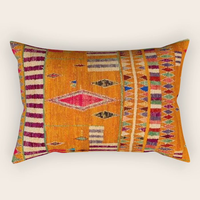 Orange Traditional Moroccan Design Rectangular Pillow