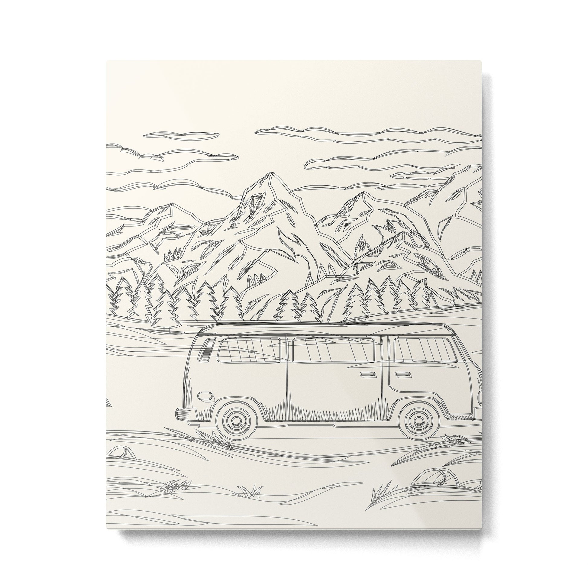 Mountain Road Linescape Metal Print